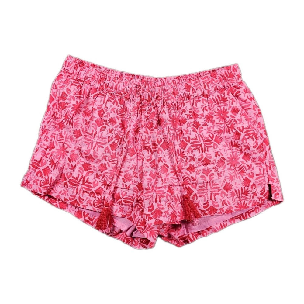 Vineyard Vines Womens Medium Pink Floral Linen Cotton Lined Drawstring Shorts